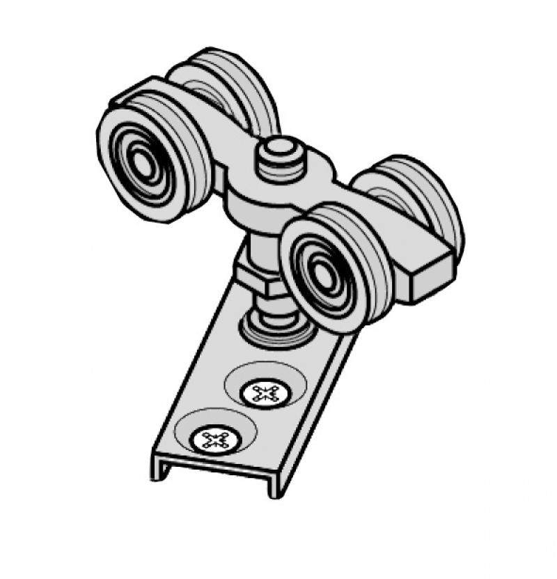 Garnitures pour portes pliantes 25 - 60 kg ce systeme permet aussi le pliage central avec chariot 25 kg ( le chariot 40 kg ne permet pas l'ouverture totale )
