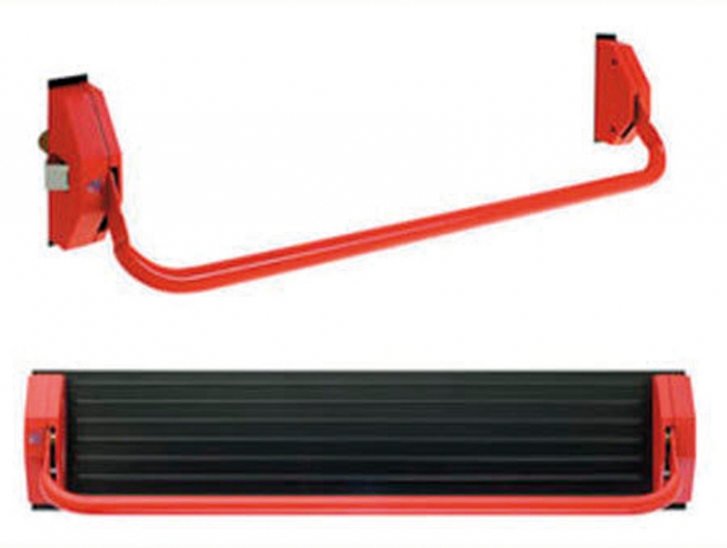 Serrures anti-panique " ÉCOBAR 921 CP " barre monobloc acier laqué rouge, avec plaque de fixation 700 x 150 mmréversible - pêne latéral basculant pour 1/2 cylindre profil Européen( à commander séparément )