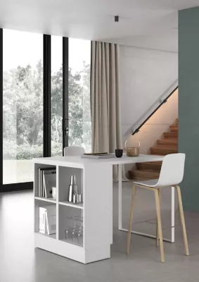 Îlot central Carla coloris blanc 4 cases L. 120 x l. 80 cm