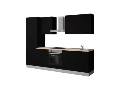Cuisine complète montée All in Ornella noir L. 285 cm avec électroménager