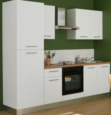 Cuisine complète montée All In Monica blanc L. 255 cm avec électroménager