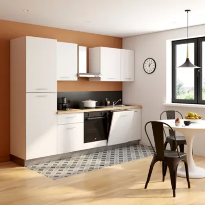 Cuisine complète montée All in Monica blanc L. 285 cm avec électroménager