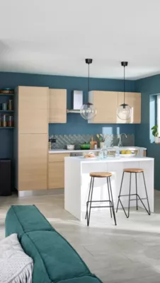 Cuisine complète montée All In Carla imitation chêne L. 285 cm avec électroménager