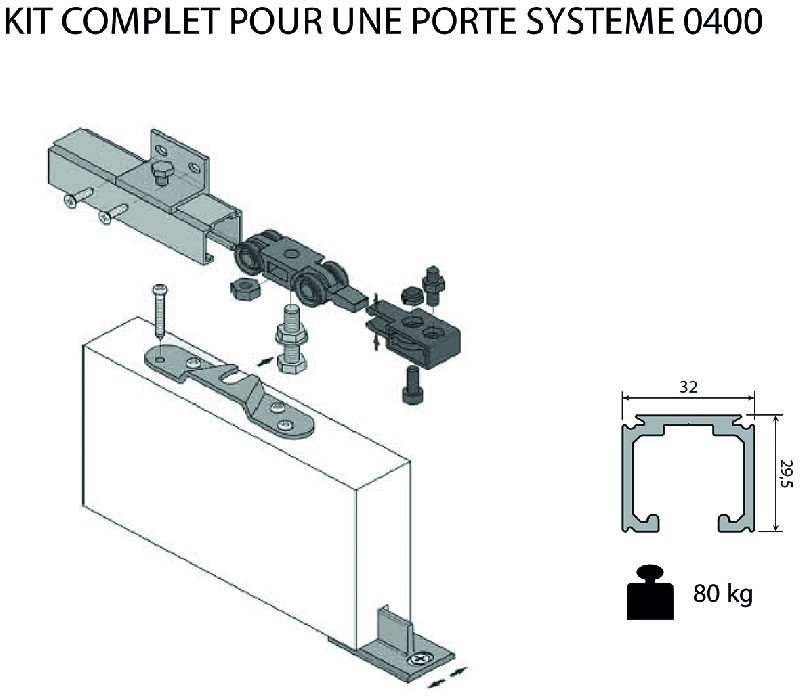 Garnitures métallique - pour portes 60 kg