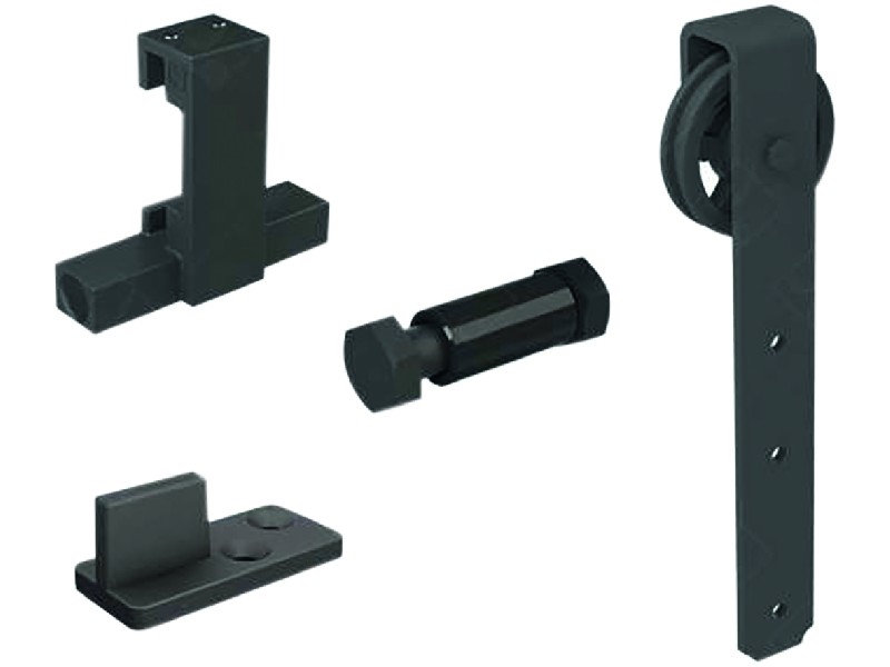 ROC-DESIGN Capacité / Porte : - Type A - B - D - F : 120 kg - Type E : 100 Kg - Type C : 80 Kg Rail : Fer plat : finition "noir" Déplacement : Droit Système coulissant sur fer plat, aliant un look et une finition remarquable. Pour portes jusqu'à 120 Kg. CONFORT : amortisseur ferme-porte (accompagne l'ouverture ou la fermeture de la porte en douceur) inclus dans chaque kit rail. DESIGN : apporter un esprit atelier et un look unique avec notre finition "noir". SYSTEME SUR MESURE : 6 différents types de ferrures pour créer votre propre design en fonction de vos envies. QUALITE : les galets de nos ferrures sont en polyamide montés sur roulement à billes pour une qualité de roulement incomparable (garantie 100 000 cycles).