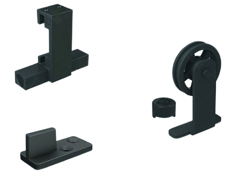 ROC-DESIGN Capacité / Porte : - Type A - B - D - F : 120 kg - Type E : 100 Kg - Type C : 80 Kg Rail : Fer plat : finition "noir" Déplacement : Droit Système coulissant sur fer plat, aliant un look et une finition remarquable. Pour portes jusqu'à 120 Kg. CONFORT : amortisseur ferme-porte (accompagne l'ouverture ou la fermeture de la porte en douceur) inclus dans chaque kit rail. DESIGN : apporter un esprit atelier et un look unique avec notre finition "noir". SYSTEME SUR MESURE : 6 différents types de ferrures pour créer votre propre design en fonction de vos envies. QUALITE : les galets de nos ferrures sont en polyamide montés sur roulement à billes pour une qualité de roulement incomparable (garantie 100 000 cycles).
