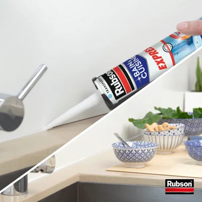 Mastic bain & cuisine express, joint silicone longue durée, étanche - transparent 280 ml
