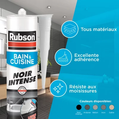 Mastic bain & cuisine, joint silicone multi-matériaux coloris noir intense, 280 ml