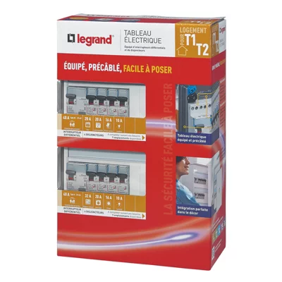 Tableau monté câblé 2 rangées 26 modules T1/T2