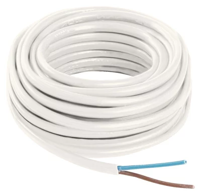 Câble électrique H03VVH2F 2 x 0,75 mm² blanc - 5 m