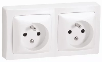 Double prise 2P+T blanc 16A IP2X Bornes