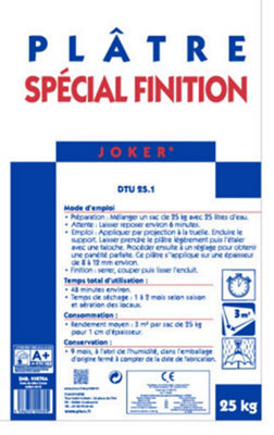Plâtre spécial finition Joker - sac de 25 kg