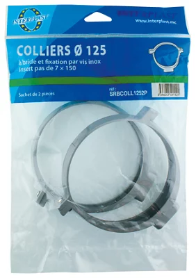 Lot de 2 colliers de fixation à bride en nylon Ø 125 mm