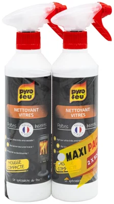 Lot de 2 nettoyants pour vitres de foyer 500 ml