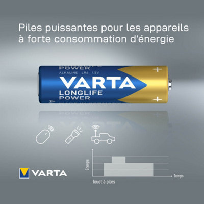 Lot de 8 piles alcalines AA/LR6 "LongLife Power"