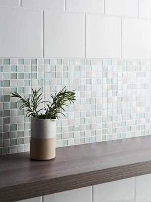 Carrelage mural "Leccia" blanc - l. 15 x L. 15 cm