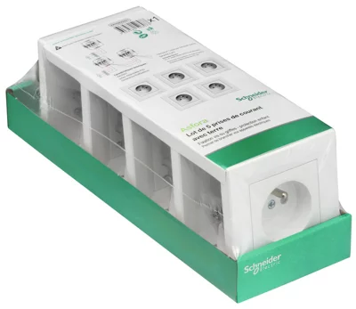 Lot de 5 prises avec terre "Asfora" blanc