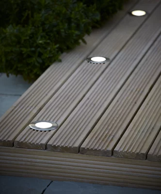 Spot terrasse rond alu brossé "flax"