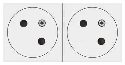 Prise double avec terre surface double inclinée 45° "Mosaic" blanc