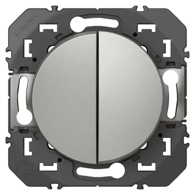 Interrupteur double va-et-vient 10A "Dooxie" aluminium
