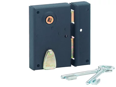 Serrure à applique verticale pêne dormant 1/2 tour pour porte intérieure droite - 70x110 mm