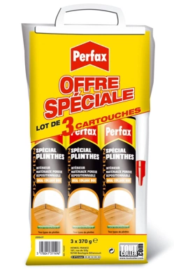 Lot de 3 colles de fixation spécial plinthes cartouche 370 g