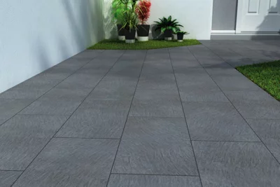 Carrelage de sol extérieur "Lavagna" gris anthracite - l. 30 x L. 60,2 cm