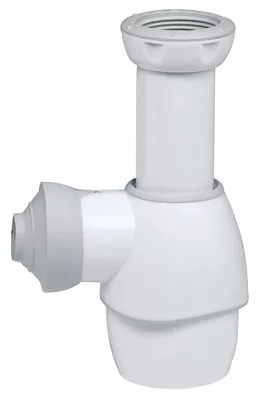 Siphon universel blanc pour lavabo, lave-mains, bidet ou évier, réglable en hauteur de 125 à 170 mm