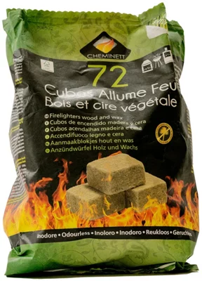 Cubes allume feu bois et cire végétale - 72 cubes