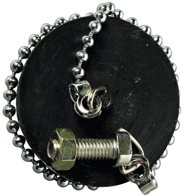 Bouchon pour évier grès Ø 47 mm et enjoliveur noir chainette 250 mm