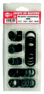 Coffret d'assortiment de 48 joints en caoutchouc EPDM.