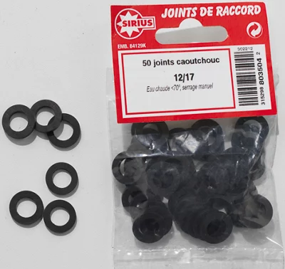Sachet de 8 joints en caoutchouc EPDM 12x17 mm