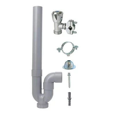 Kit machine à laver robinet autoperceur plus siphon avec fixation