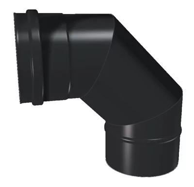 Coude émaillé noir 90 ° - Diam : 80 mm
