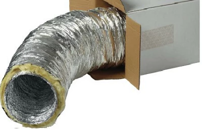 Gaine aluminium isolée pour raccordement kit air chaud à cheminée - L. 10 m Ø 125 mm