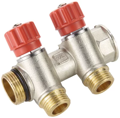 Nourrice "Easylock" indexable et auto-étanche avec mini-vannes, 2 sorties, M/F 20/27