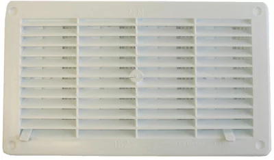 Grille blanche rectangulaire avec moustiquaire 250 x 146 mm