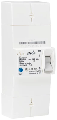 Disjoncteur d'abonné 15/45A 500 mA 230 V à différentiel sélectif ITRON