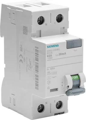 Interrupteur différentiel 30 mA 63A type A.