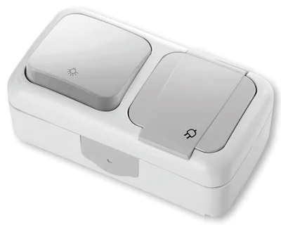 Double prise va-et-vient et prise 2P+T étanches IP54