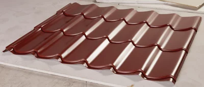 Tôle en acier galvanisé imitation tuile rouge - L. 300 x l. 110 cm