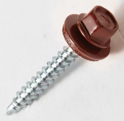 Kit 100 fixations - Rouge 4,9 x 35 mm. Avec pointe foret et rondelle d'étanchéité