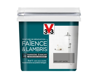 Peinture de rénovation faïence et lambris acrylique satin gris loft 0,75 L
