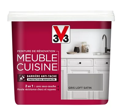 Peinture de rénovation meubles cuisine acrylique satin gris galet 0,75 L