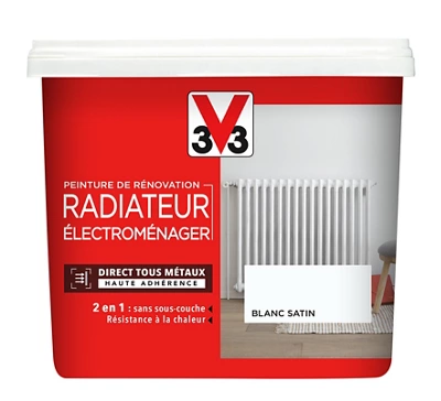 Peinture de rénovation radiateur et électroménager acrylique satin blanc 0,75 L
