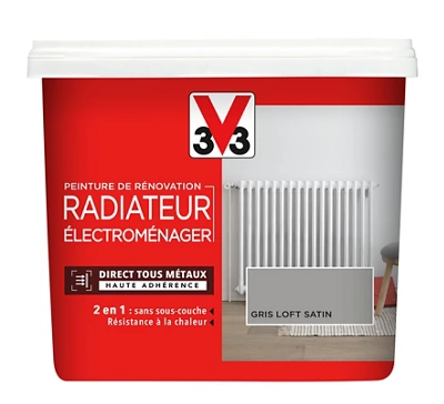 Peinture de rénovation radiateur et électroménager acrylique satin gris galet 0,75 L