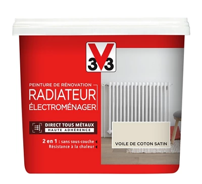 Peinture de rénovation radiateur et électroménager acrylique satin voile de coton 0,75 L