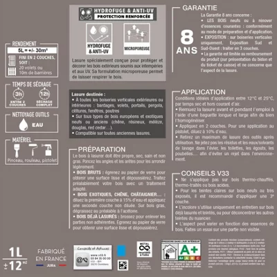 lasure bois extérieur ton chêne doré satinée 5 L