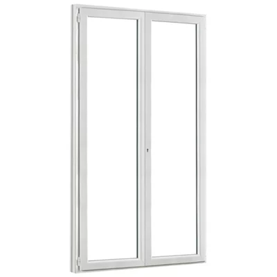 Porte-fenêtre PVC blanc 2 vantaux H.225 x l.120 cm