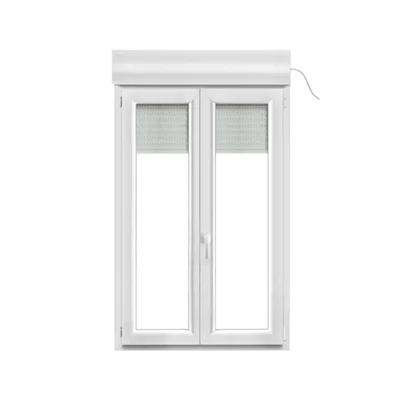 Fenêtre PVC blanc oscillo-battante 2 vantaux + volet roulant h.165 x l.90 cm